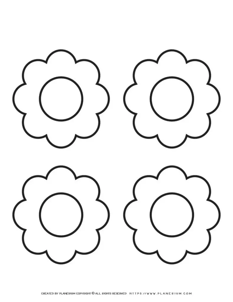 8 Petal Flower Template - Four Flowers | Planerium