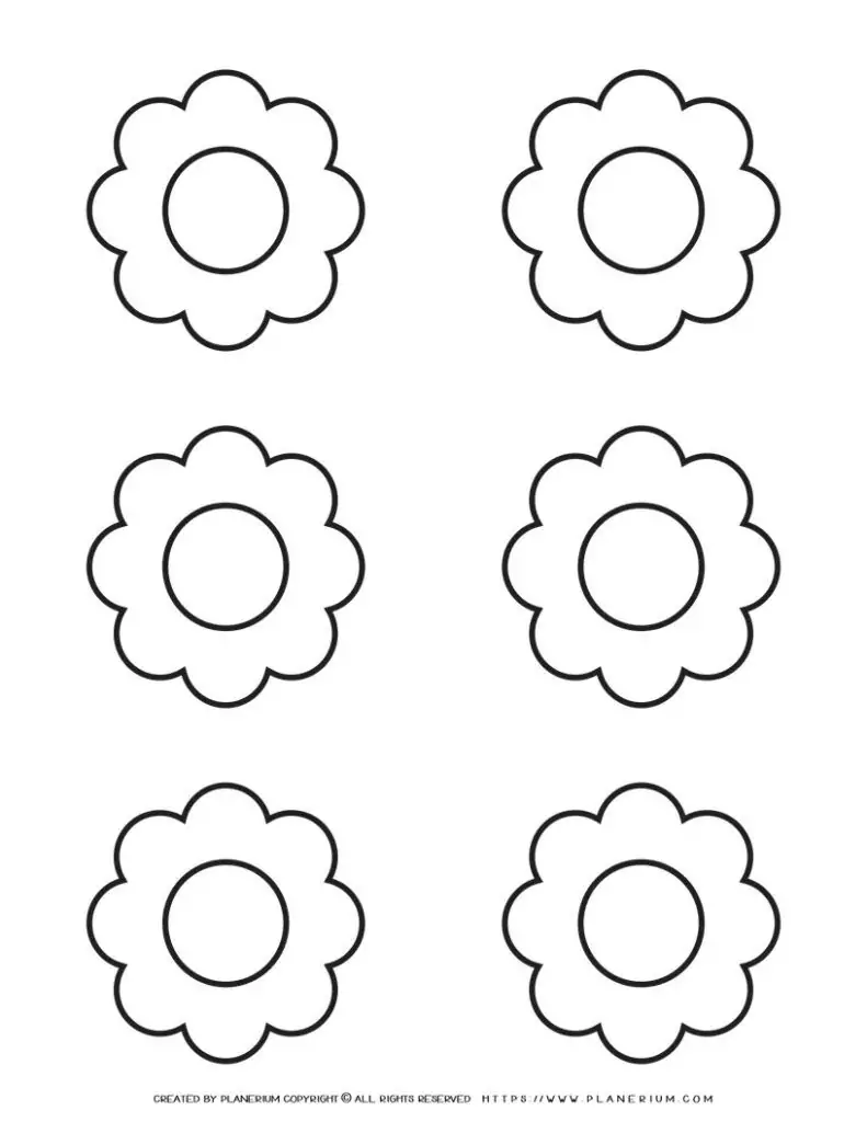 8 Petal Flower Template - Six Flowers | Planerium