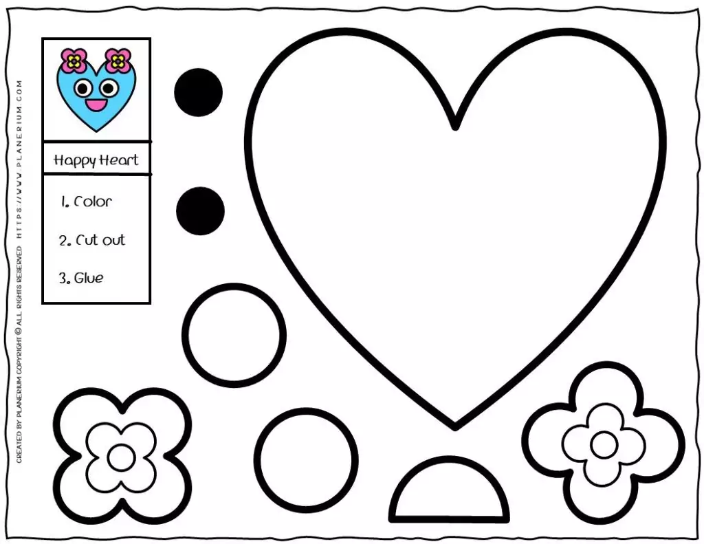 Free printable happy heart cut-and-glue craft for Kindergarten through 2nd grade Valentine's Day and SEL lessons