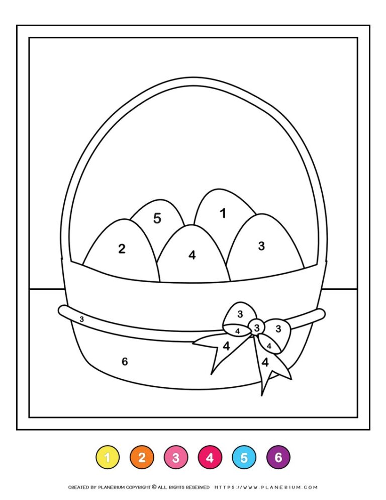 Free Easter Basket Color by Number Printable for Kids