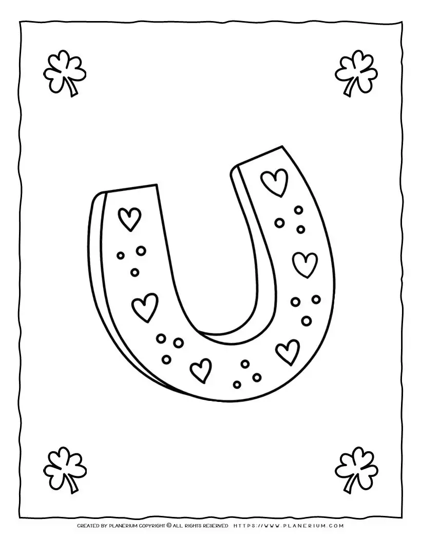 St Patrick's Day Coloring Page - Horseshoe | Planerium