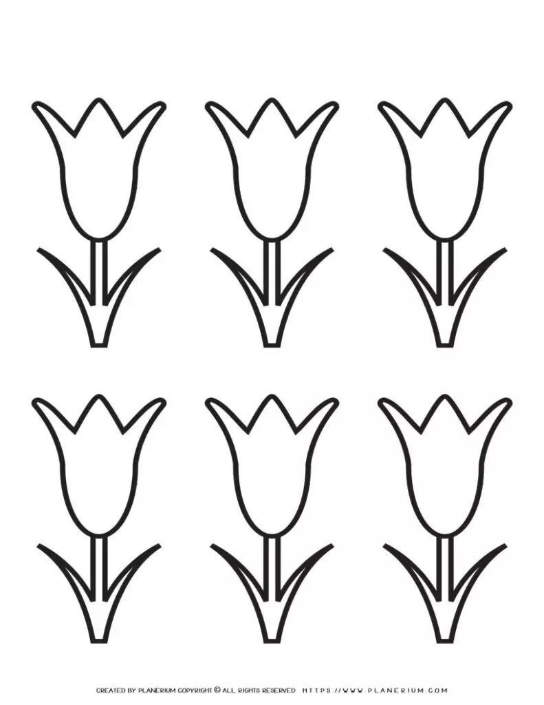 Tulip Template Printable - Six Flowers | Planerium