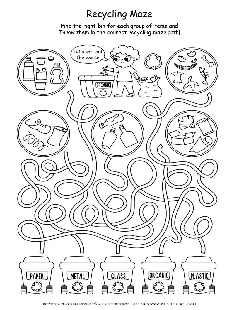 Earth Day Recycling Maze Game