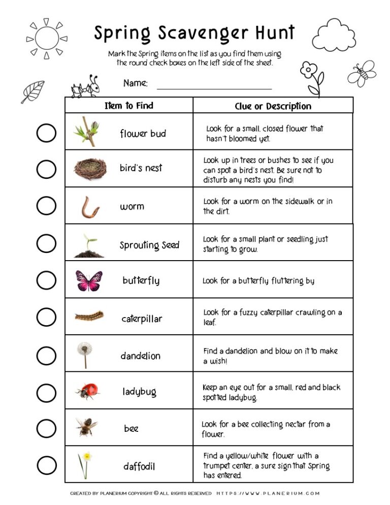 Spring Scavenger Hunt for Kids Outdoor Fun & Learning