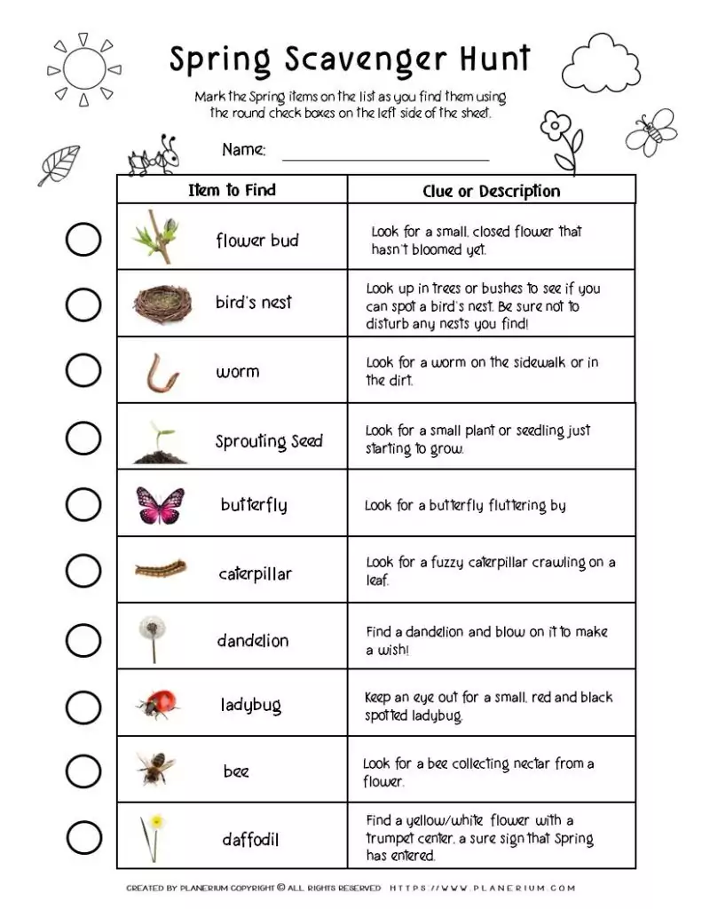 Spring Scavenger Hunt for Kids - Fun Outdoor Activity