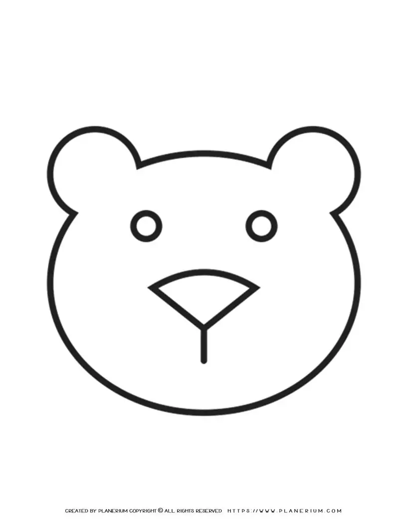 Big Bear Head Outline Printable for Kids' Crafts