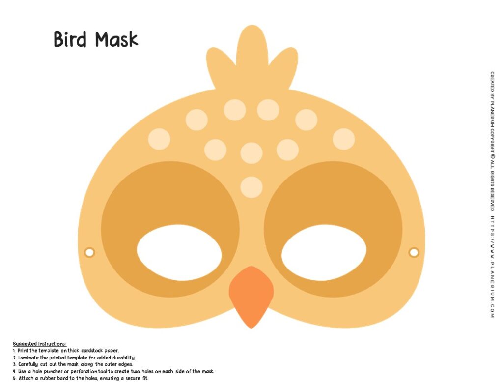 Colorful Bird Mask Template - Engaging Craft for Kids