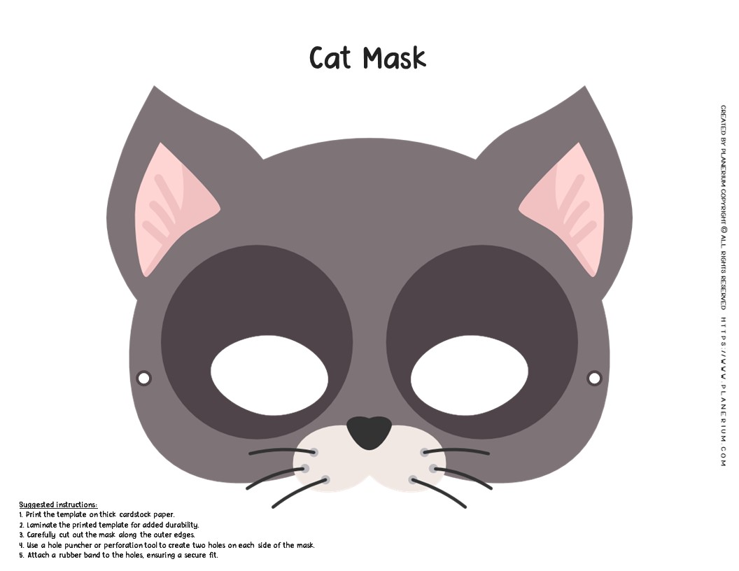 Colorful Cat Mask Template Creative Craft Activity for Kids