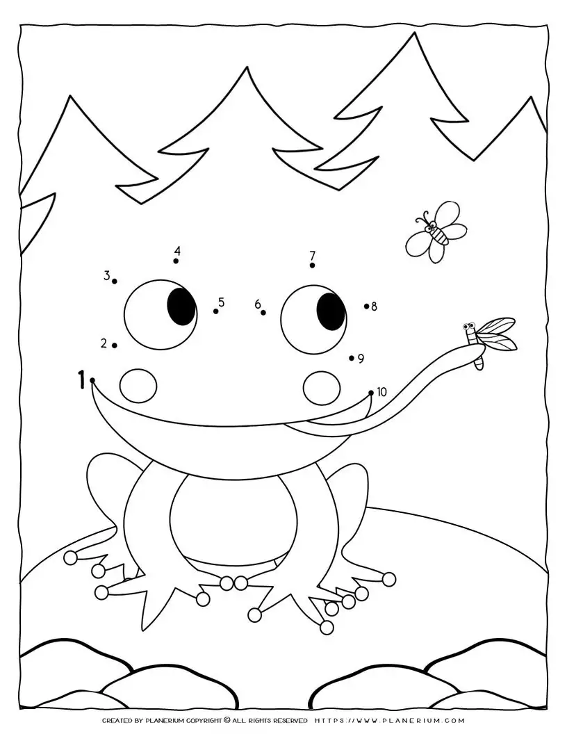 Frog Connect-the-dots from 1 to 10 - Kids' Activity Page