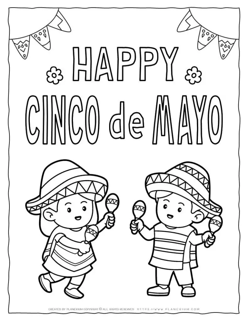 Happy Cinco de Mayo Coloring Page for Kids