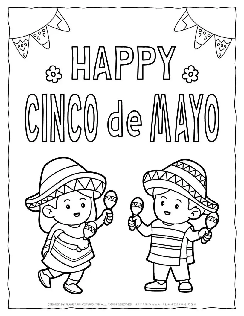 Happy Cinco de Mayo Coloring Page for Kids