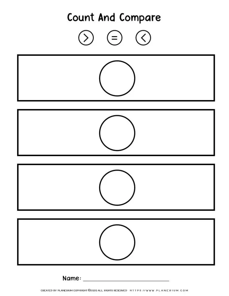 Math Count and Compare Template for Kids