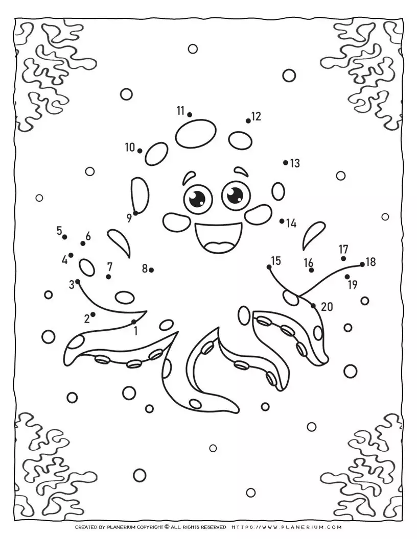 Octopus connect-the-dots activity for kids