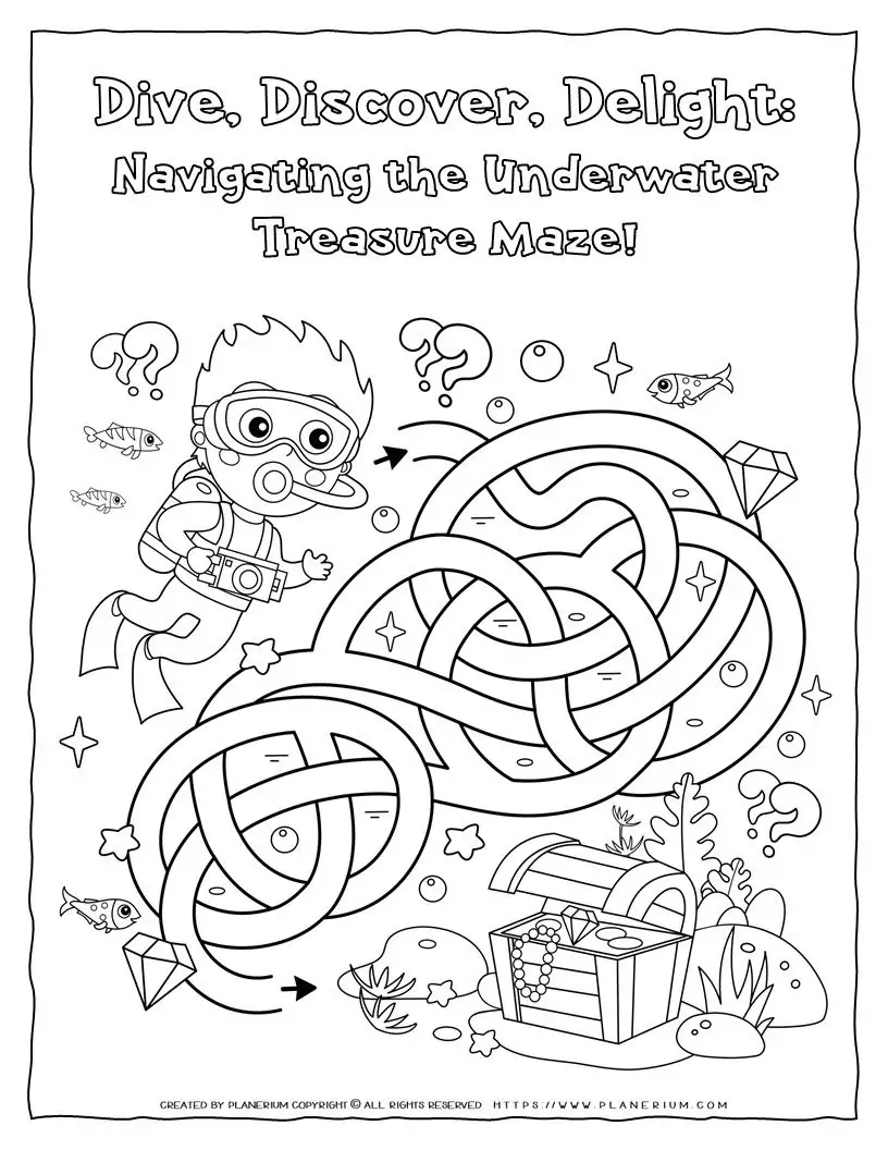 Underwater Treasure Maze Game for Kindergarten Kids