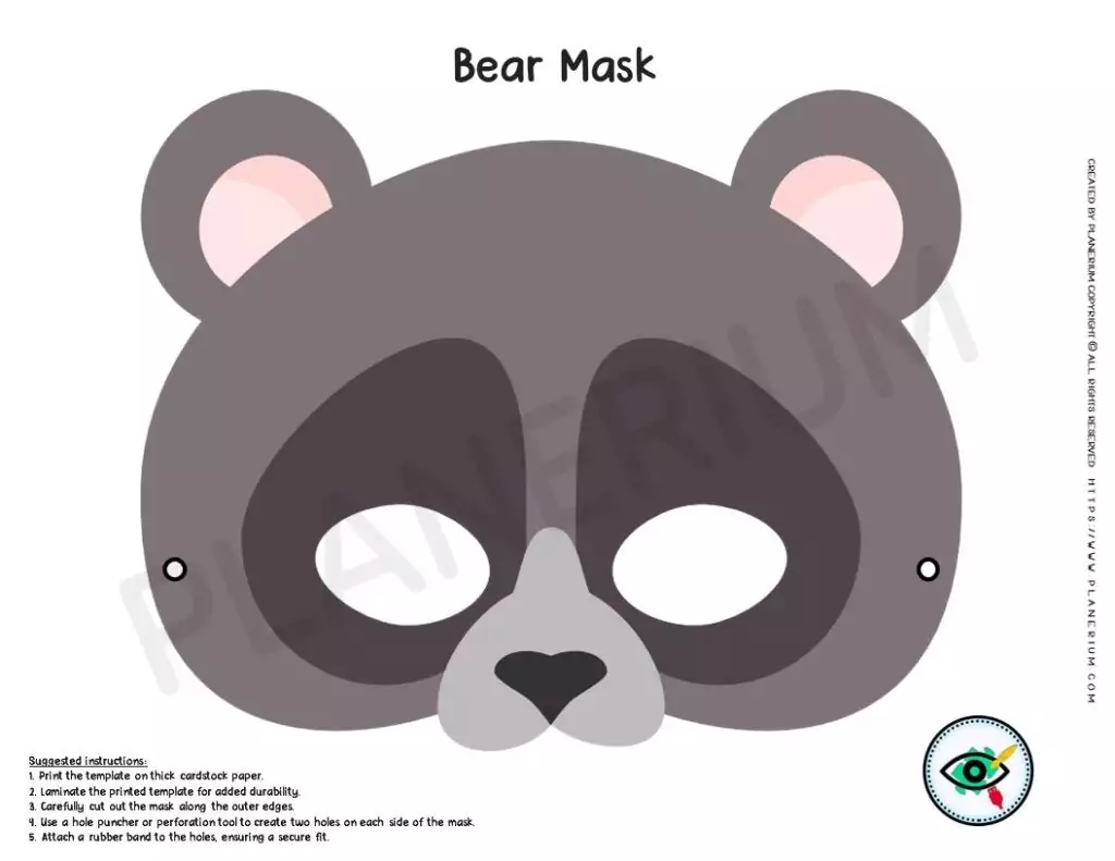 Colorful Bear Mask Template