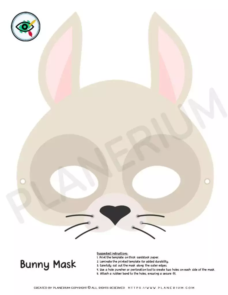 Colorful Bunny Mask Template