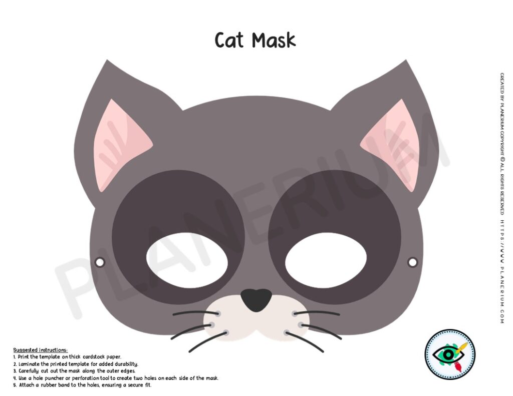 Cat animal mask templates to print. Be a cat today • Happythought