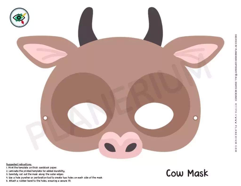 Colorful Cow Mask Template
