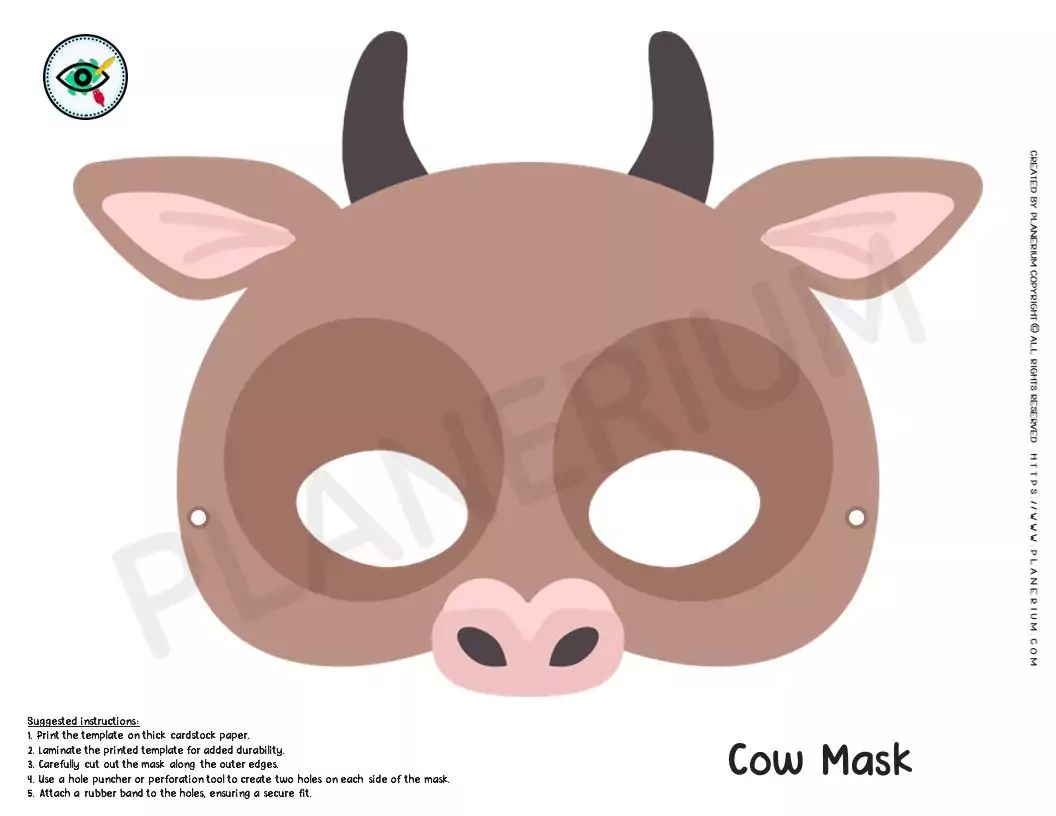 Colorful Cow Mask Template