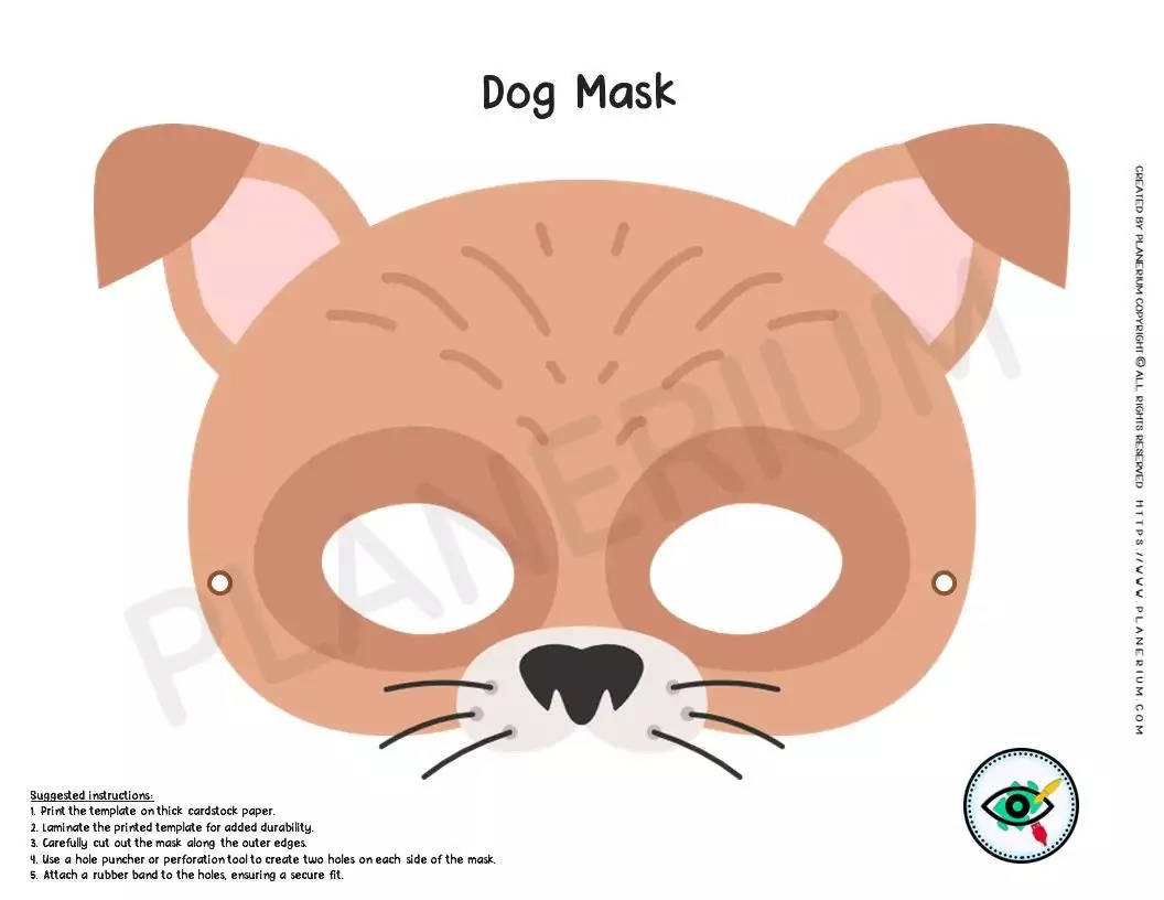 Colorful Dog Mask Template