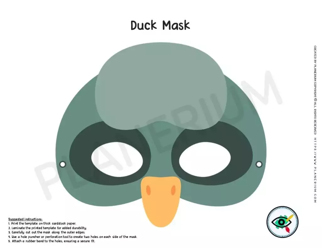 Colorful Duck Mask Template