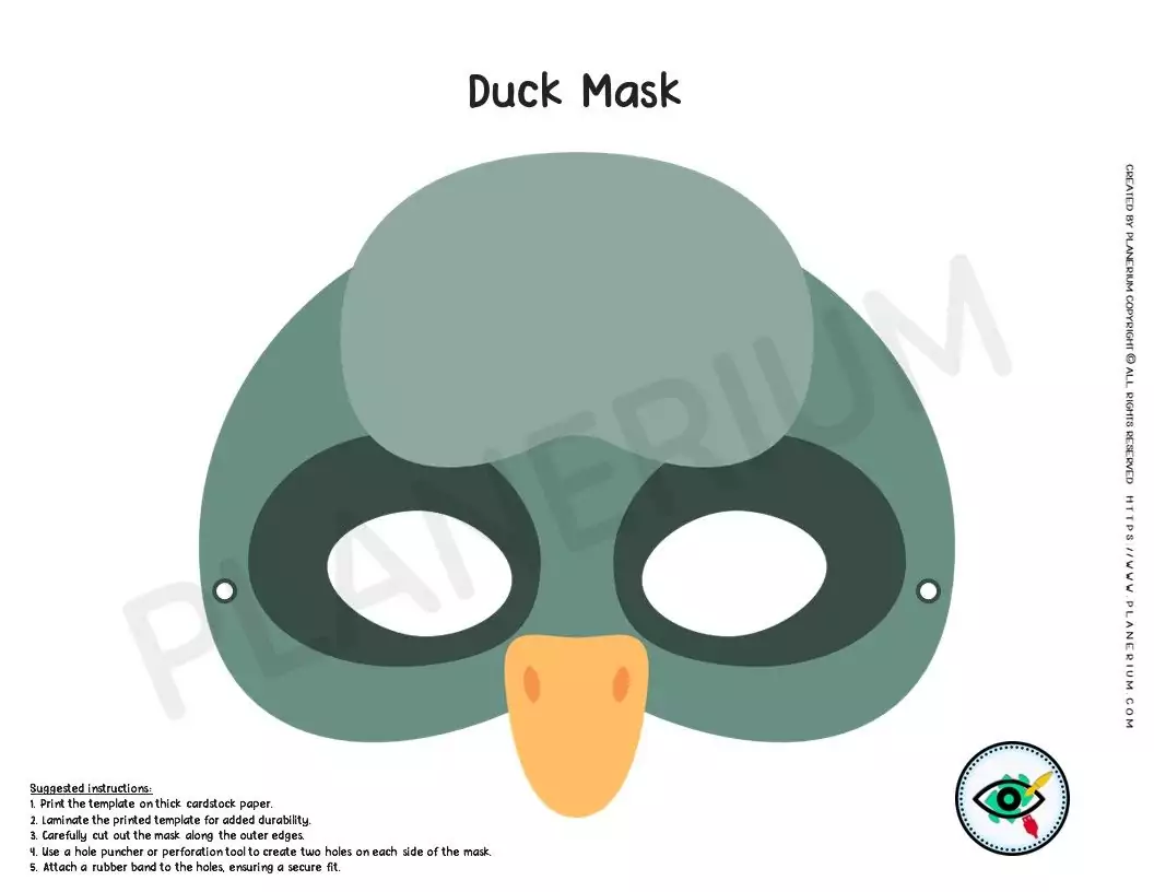 Colorful Duck Mask Template