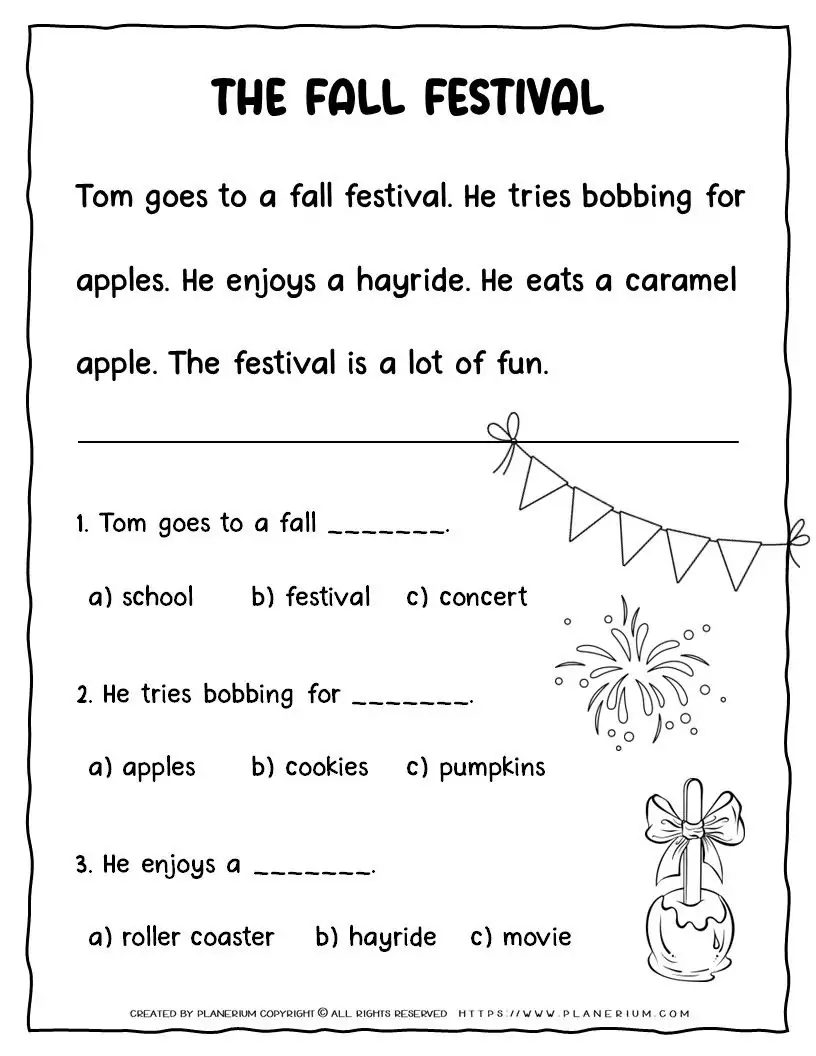 Fall Reading Comprehension Passages For Kids