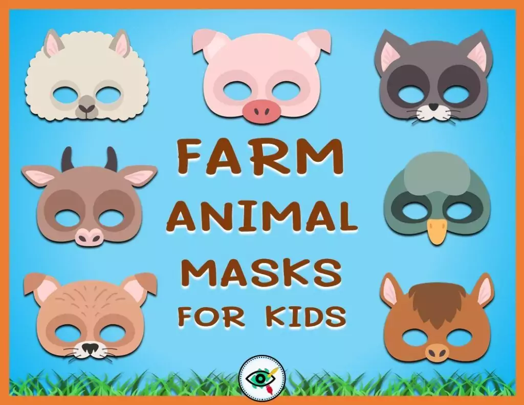 Colorful Farm Animal Mask Templates For Kids