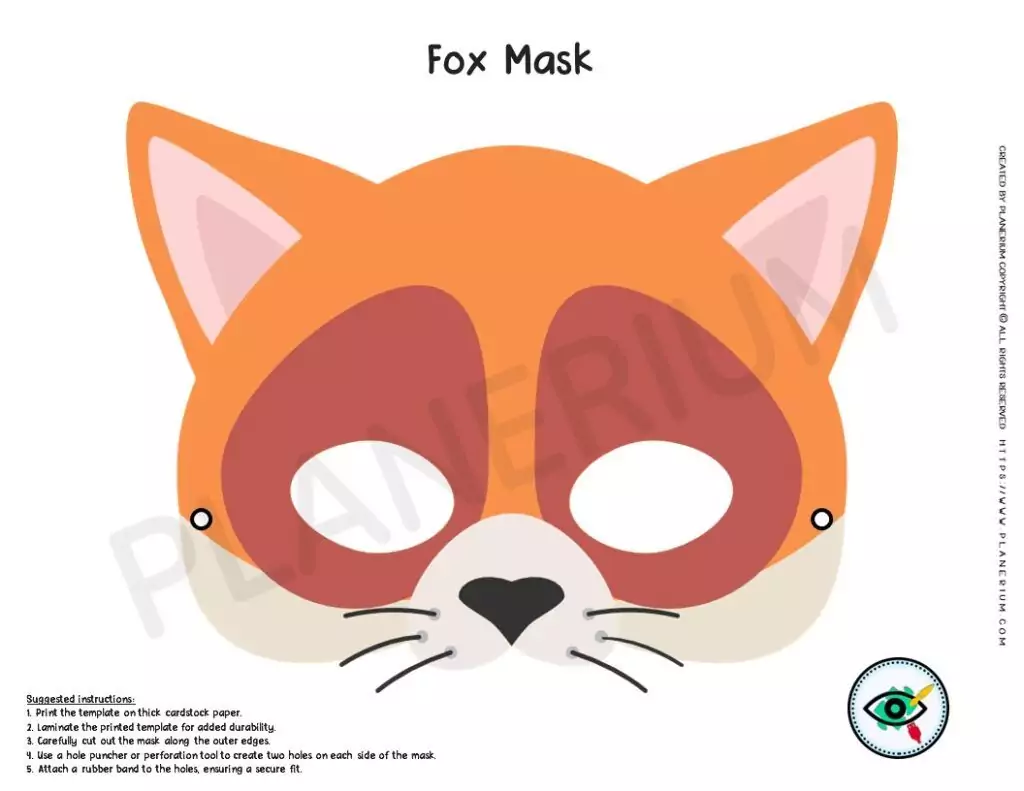 Colorful Fox Mask Template