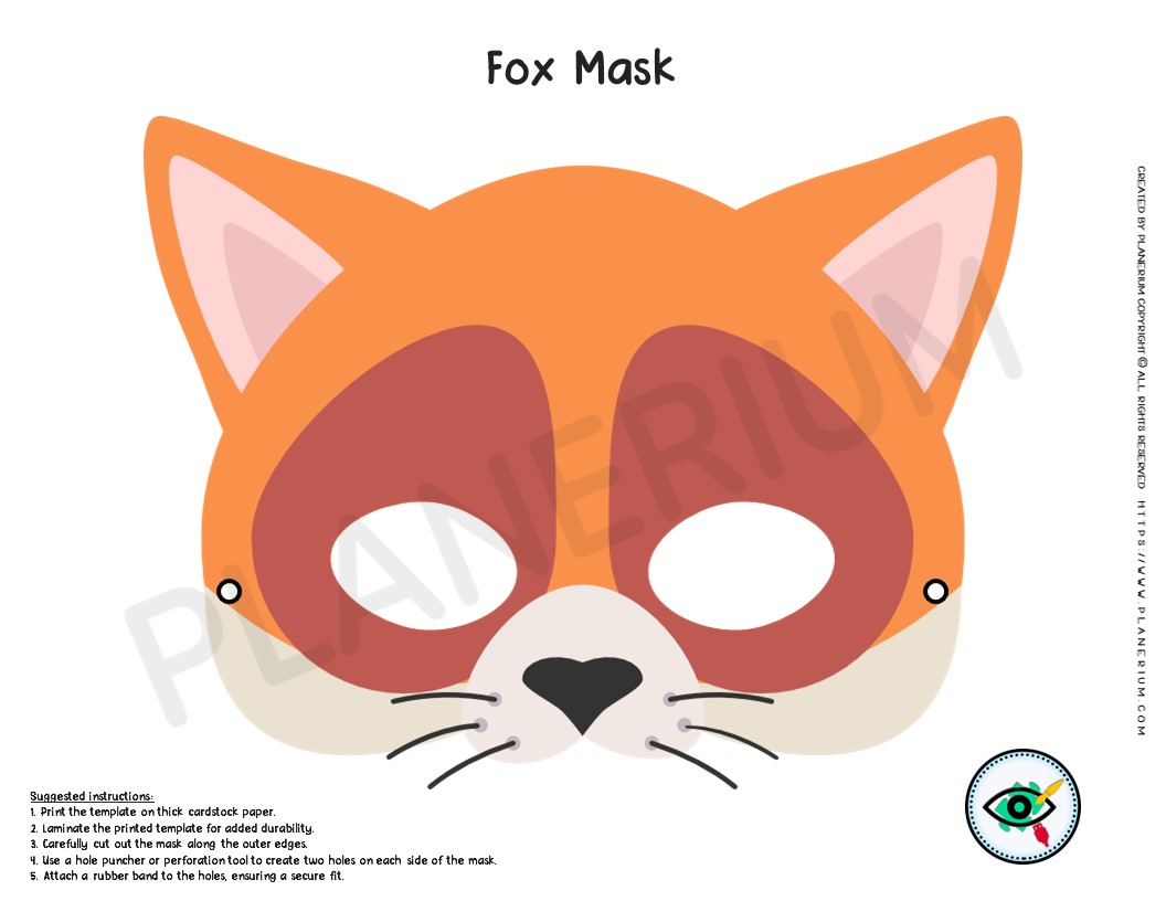 Colorful Fox Mask Template - Engaging Craft for Kids