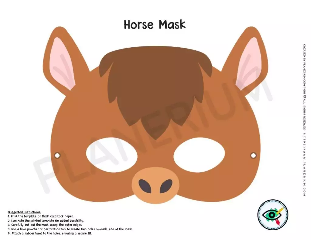 Colorful Horse Mask Template