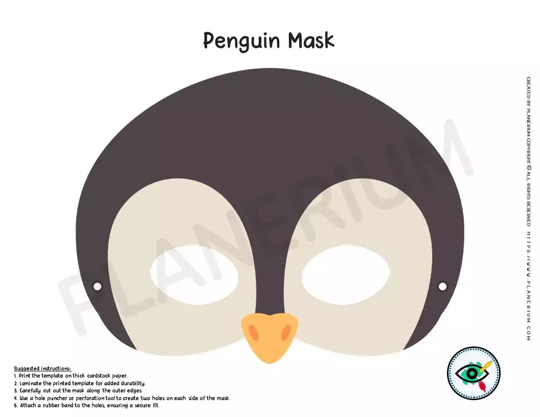 Colorful Penguin Mask Template