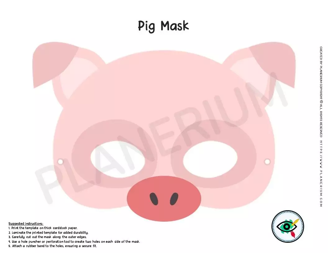 Colorful Pig Mask Template