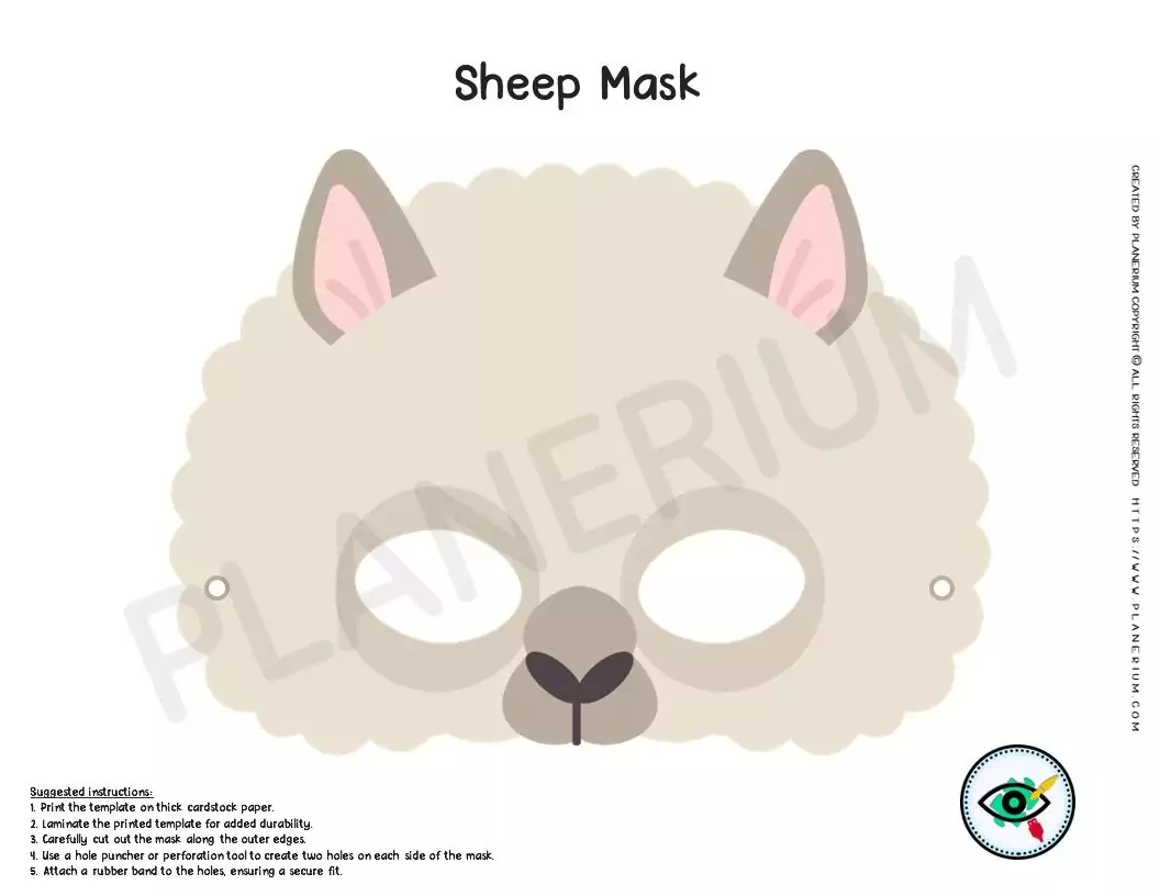 Colorful Sheep Mask Template