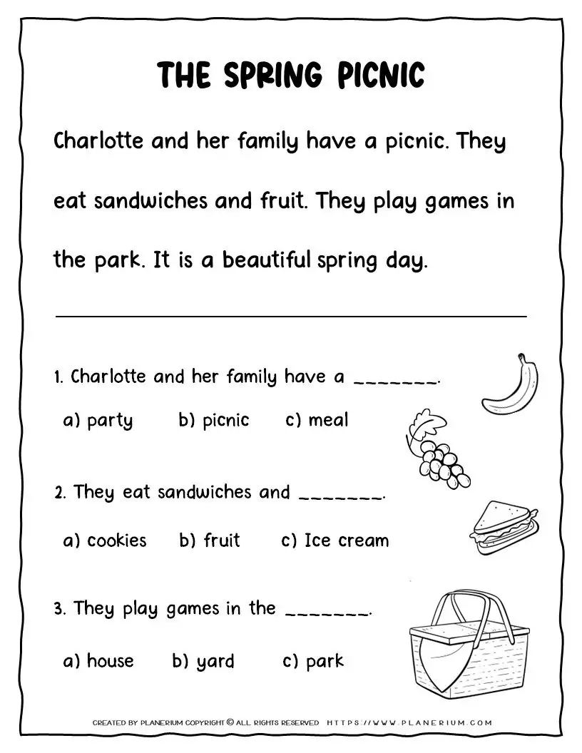 Spring Reading Comprehension Passages For Kids