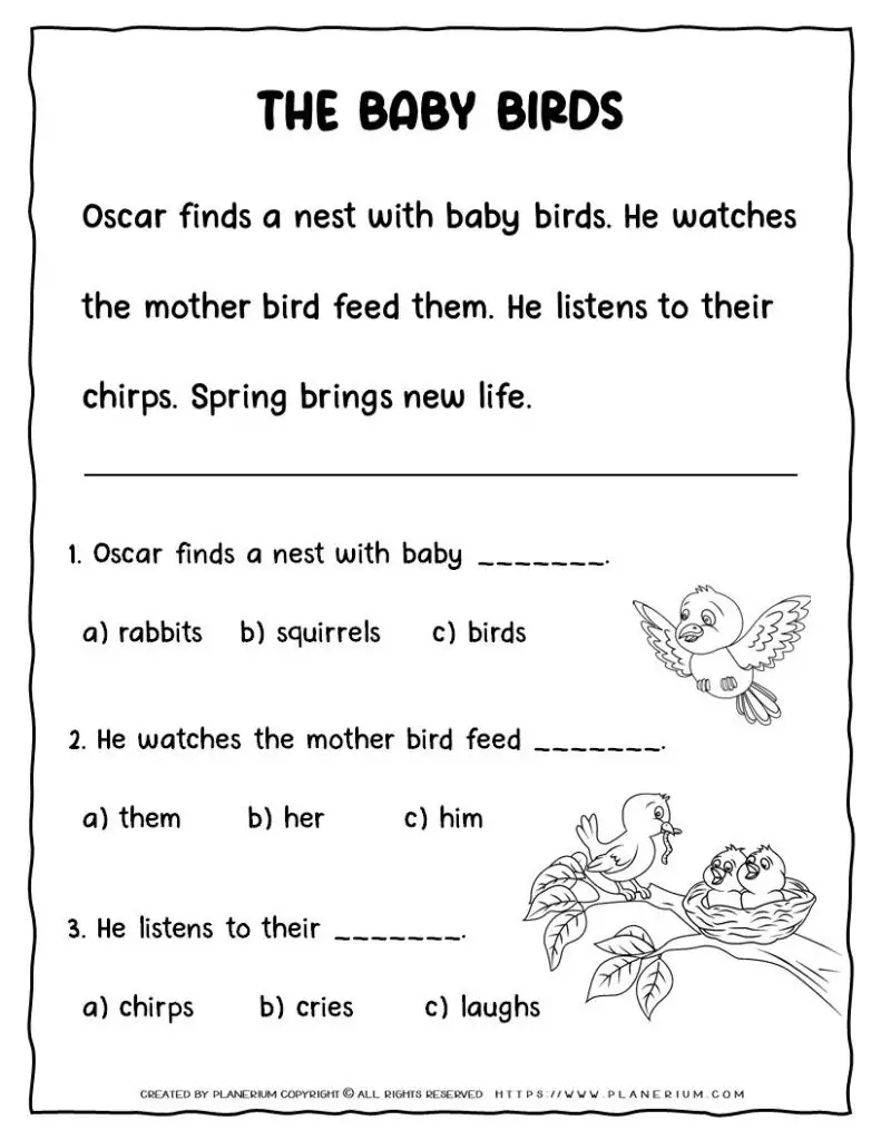 Spring Reading Comprehension Passages For Kids