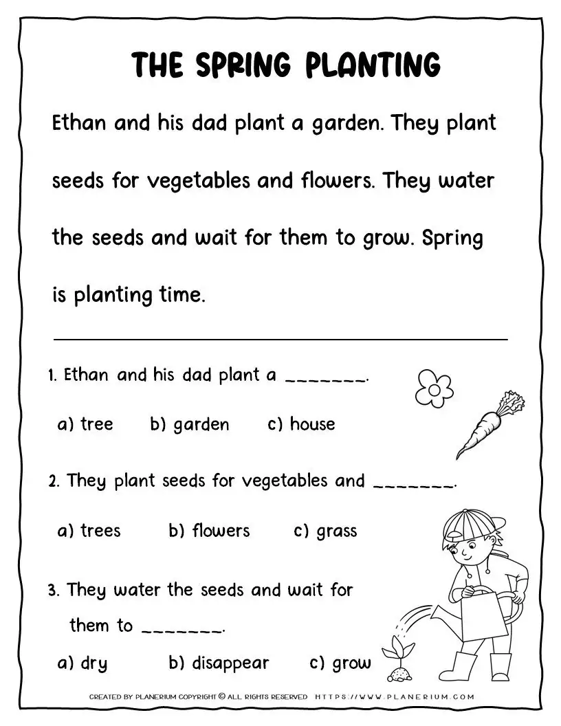 Spring Reading Comprehension Passages For Kids