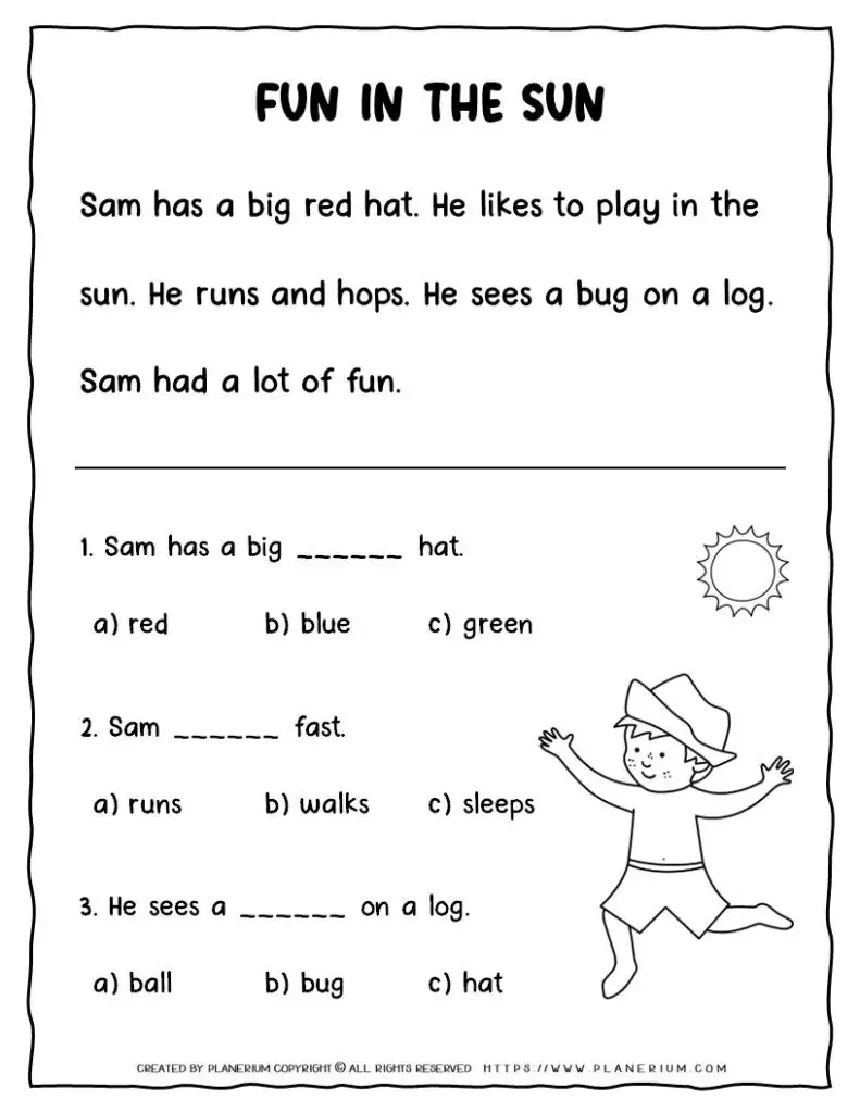Summer Reading Comprehension Passages For Kids