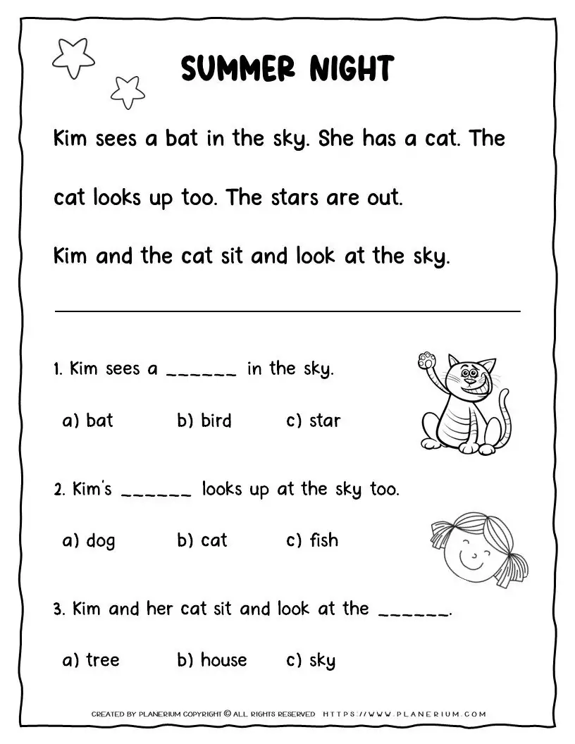 Summer Reading Comprehension Passages For Kids