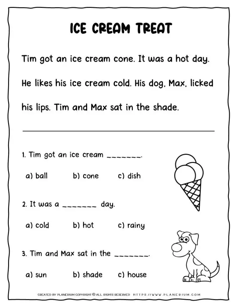 Summer Reading Comprehension Passages For Kids