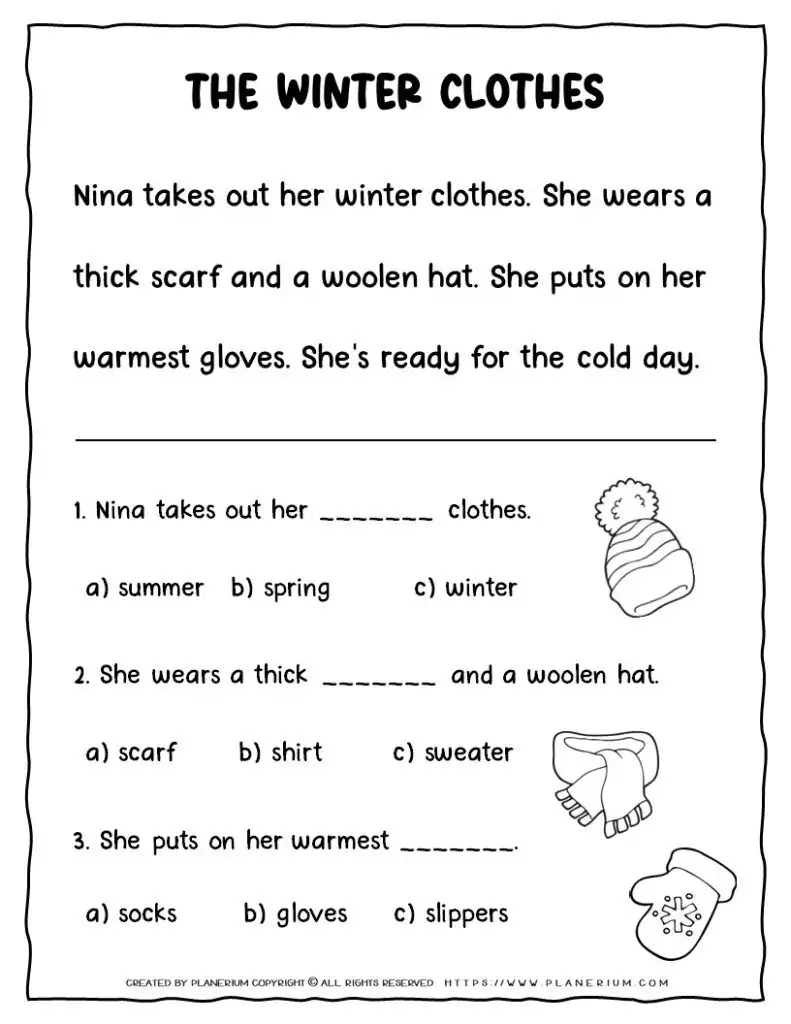 Winter Reading Comprehension Passages For Kids