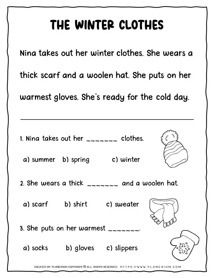 Winter Reading Comprehension Passages For Kids