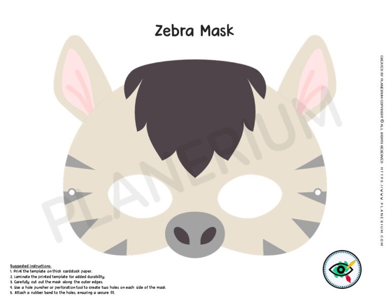 Colorful Zebra Mask Template - Creative Craft Activity for Kids