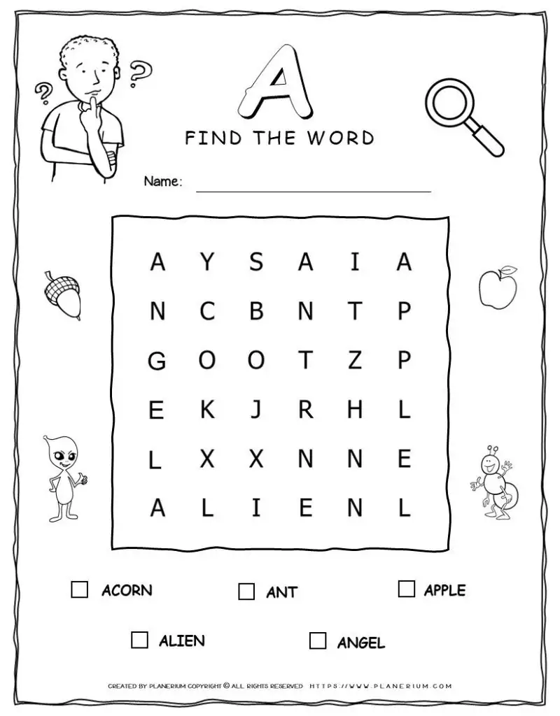 Words That Start With A - Five Words