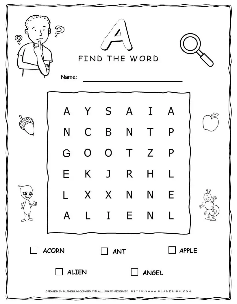 Words That Start With A - Five Words