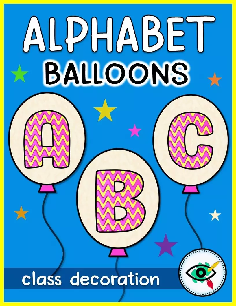 Colorful English Alphabet Balloons Design