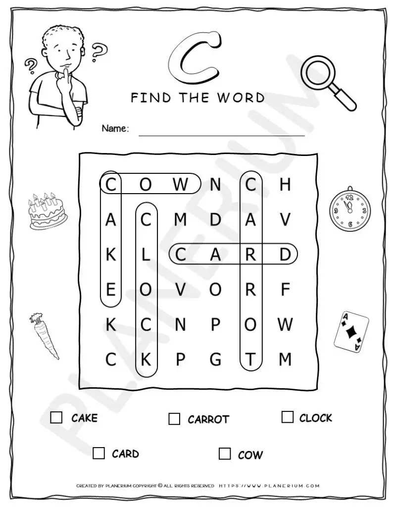 Alphabet Wordsearch Puzzle Games With Five Words