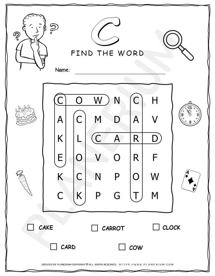 Alphabet Wordsearch Puzzle Games With Five Words