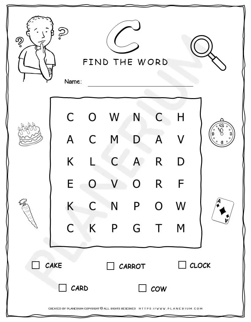 Alphabet Wordsearch Puzzle Games With Five Words