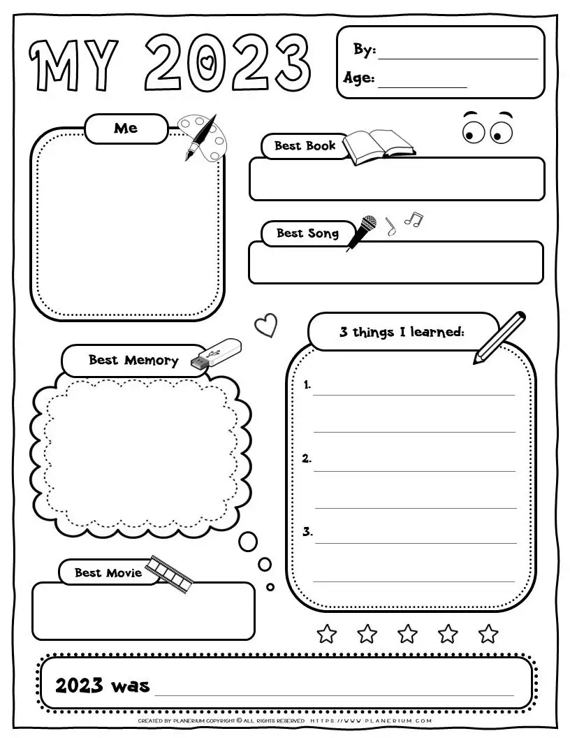 2023 Reflection Worksheet for Kids - Planerium
